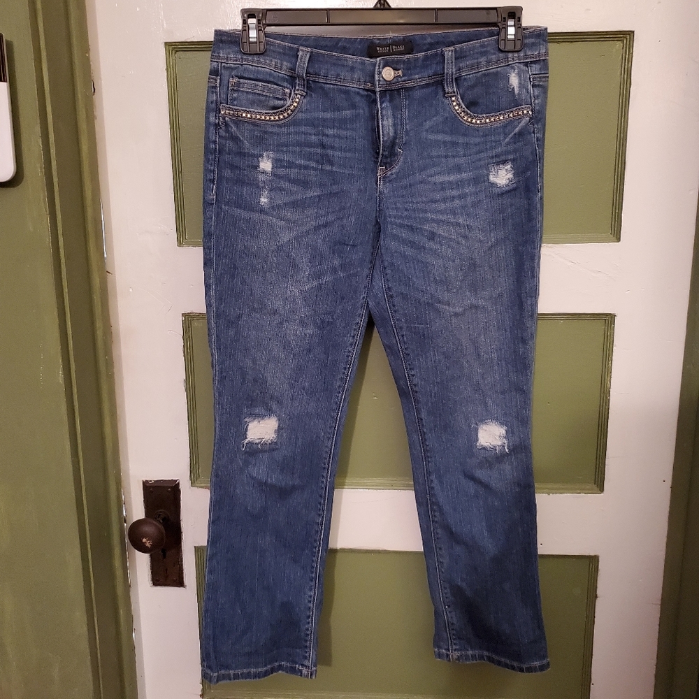 White House Black Market Blanc sz 6 distressed EUC